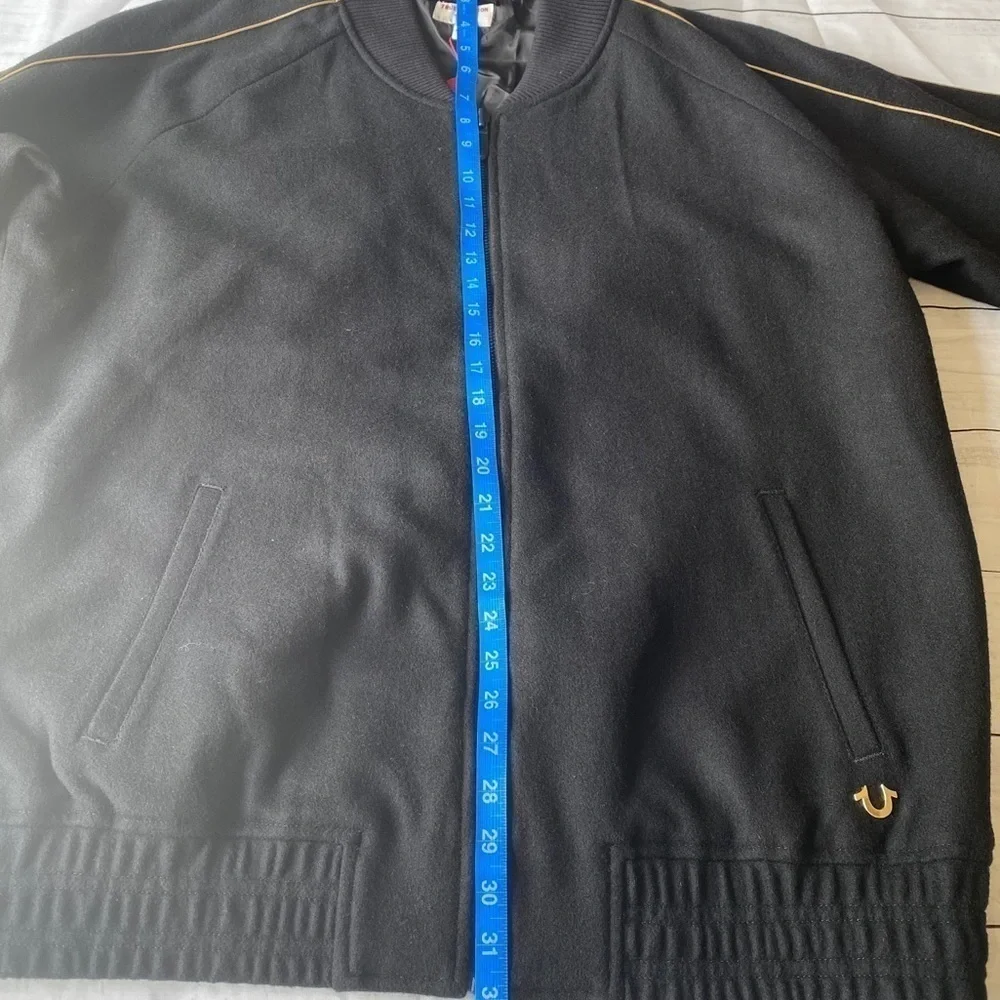 True Religion Black Varsity Jacket Size XXL